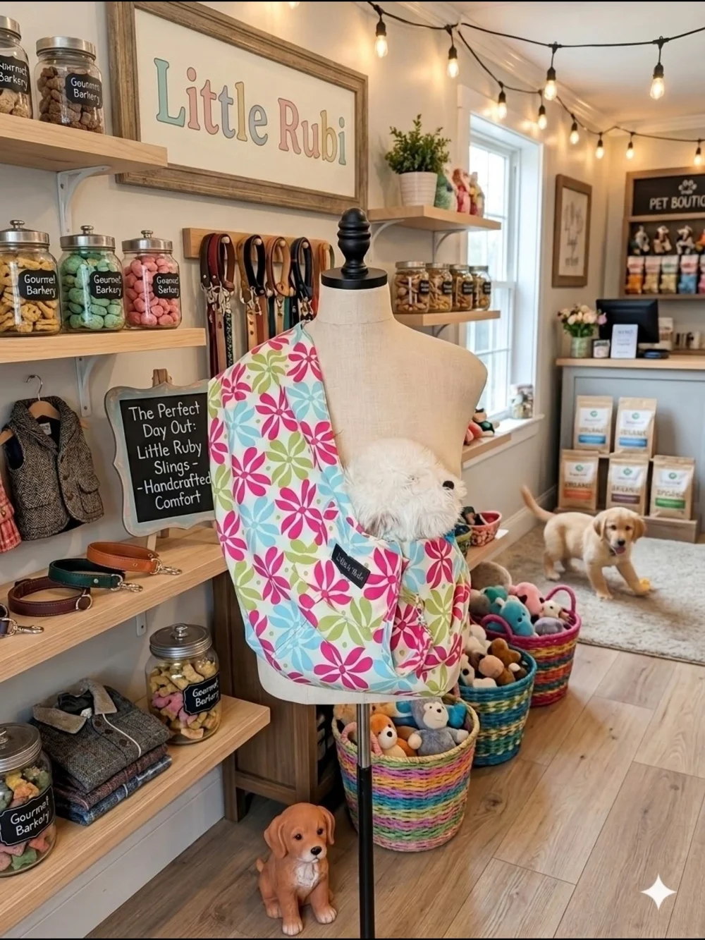 Little Rubi Floral Pet Sling - Pink Blue Green